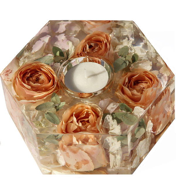 Memorial Flowers 8 wide Hexagon 3D Resin Funeral Flower