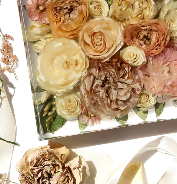 Roses and Peonies Flowers in Resin